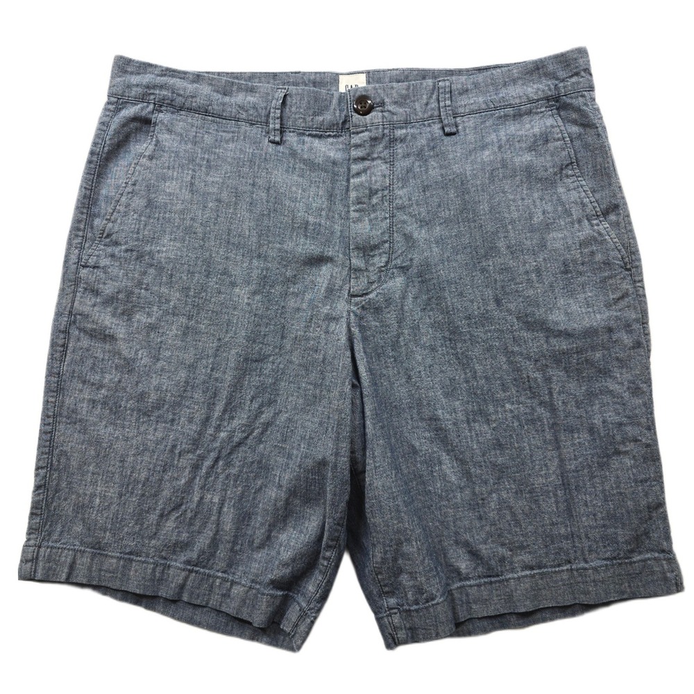Gap Essential Khaki Shorts Mens 34 Blue Heather Cotton Spandex 10" Inseam